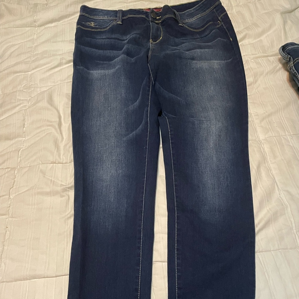 WannaBettaButt Women’s Dark Wash Boot Cut Jeans - Navy Blue